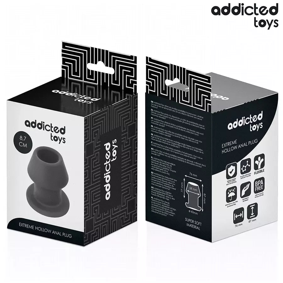 „Addicted Toys Extreme Hollow Plug“ silikoninis analinis kaištis M, 8,7 cm – anatominės formos