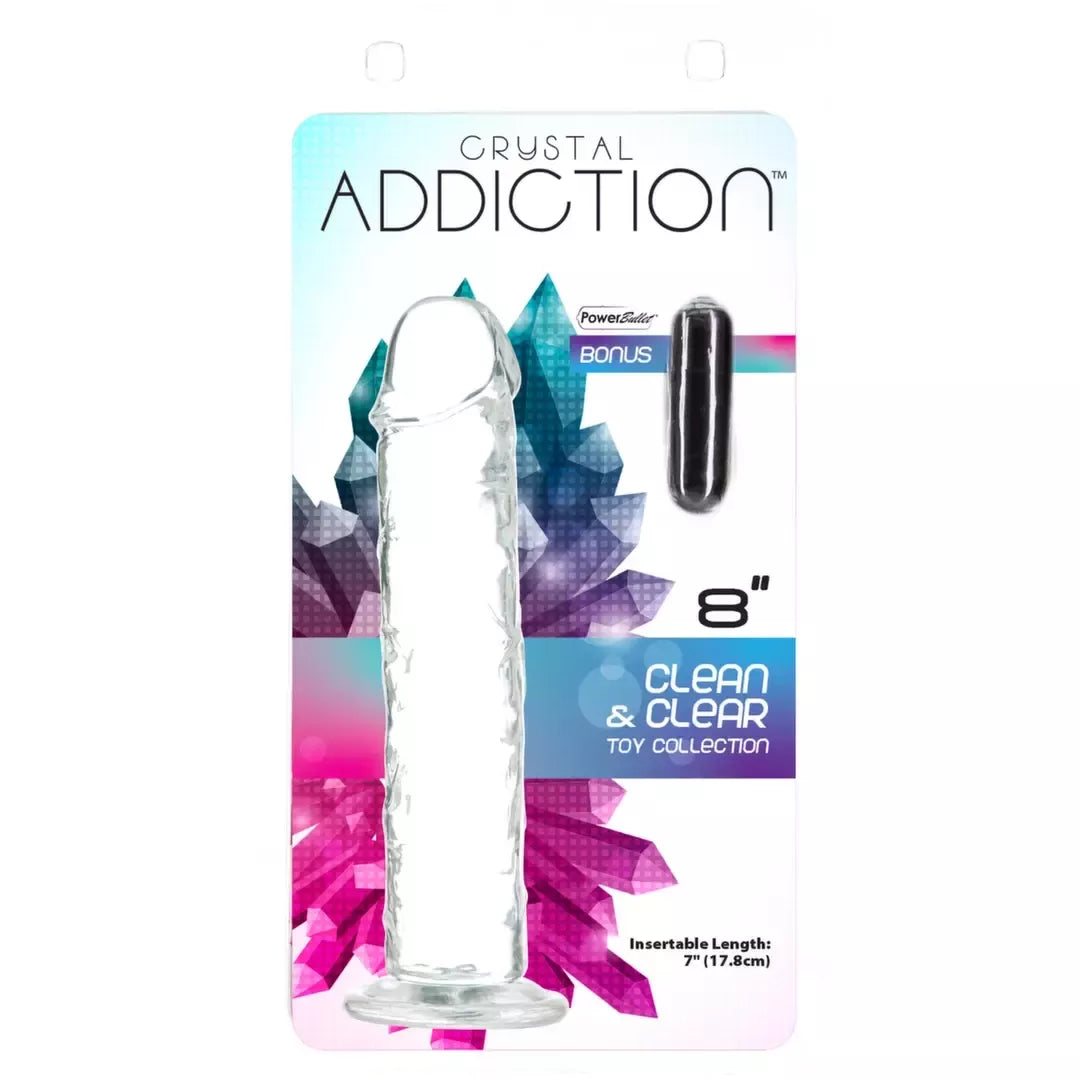 Addiction Crystal Addiction vertikalus modelis, 20 cm, skaidrus, su PowerBullet