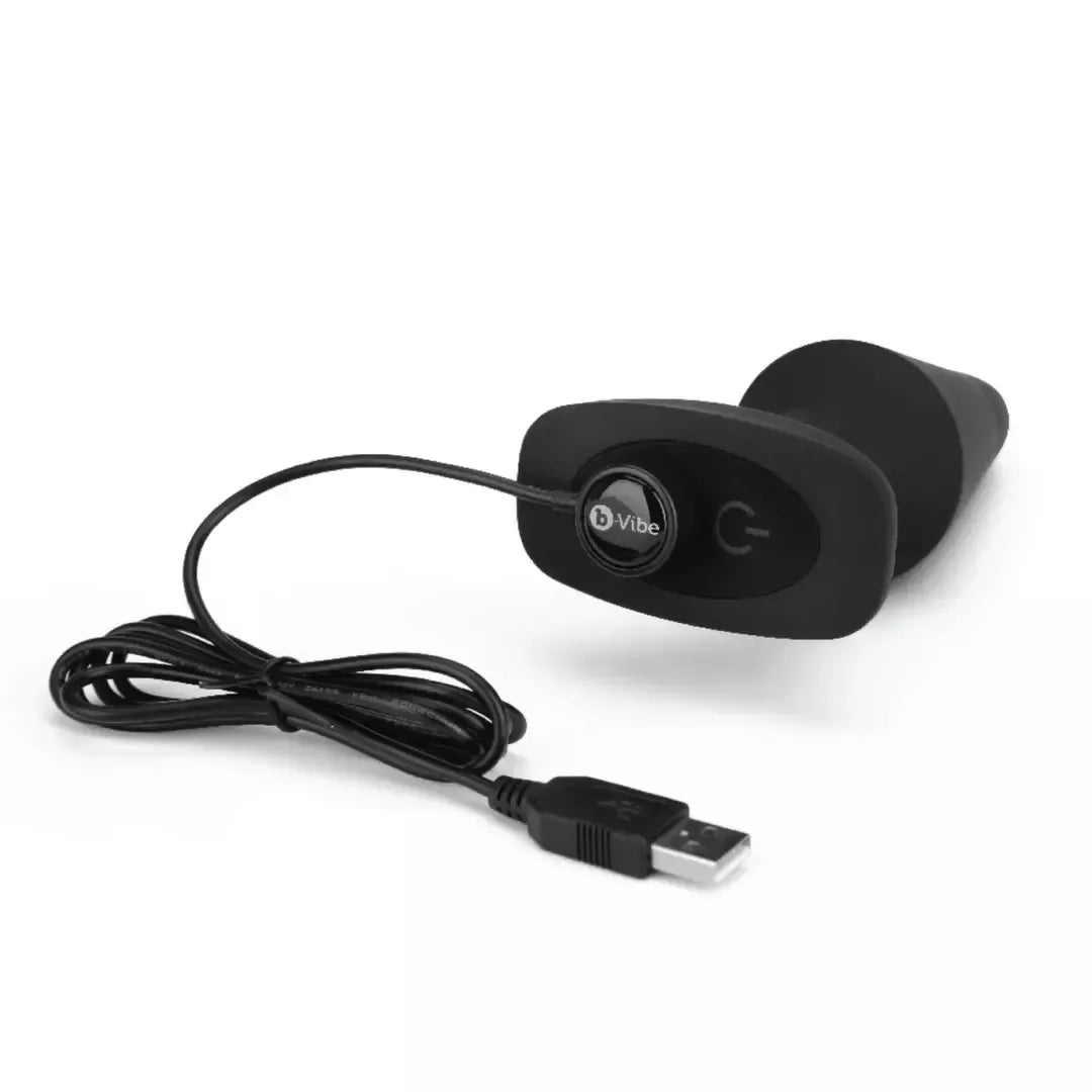b-Vibe Rimming Plug XL Black – pažangus intymus prietaisas su besisukančiais rutuliukais