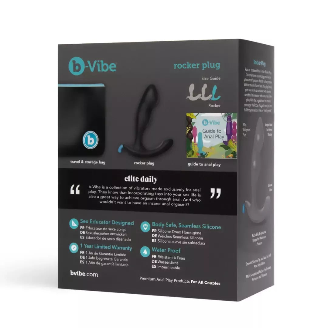 B-Vibe Rocker Plug – sveriantis lankstus silikoninis analinis kaištis, juodas, 90 g