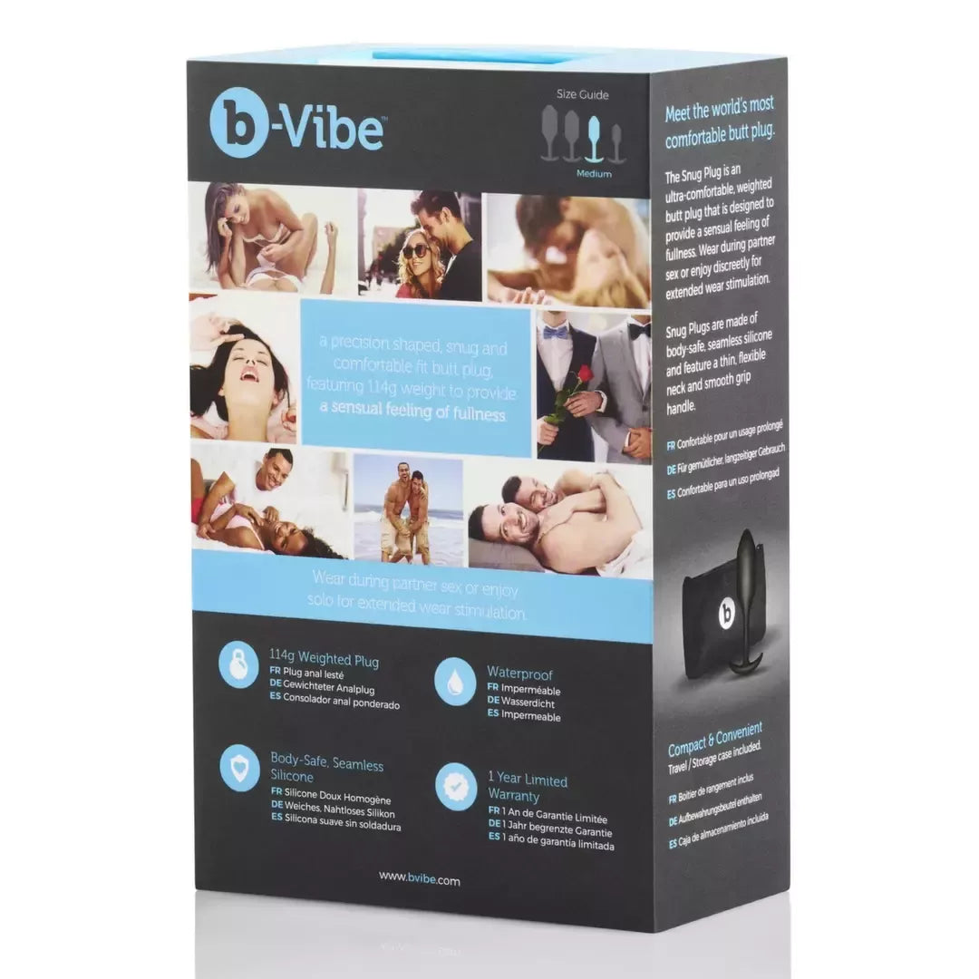 B-Vibe Snug Plug 2 juodas sunkiasvoris silikoninis ananalinis treniruoklis 114 g 3x11,4 cm
