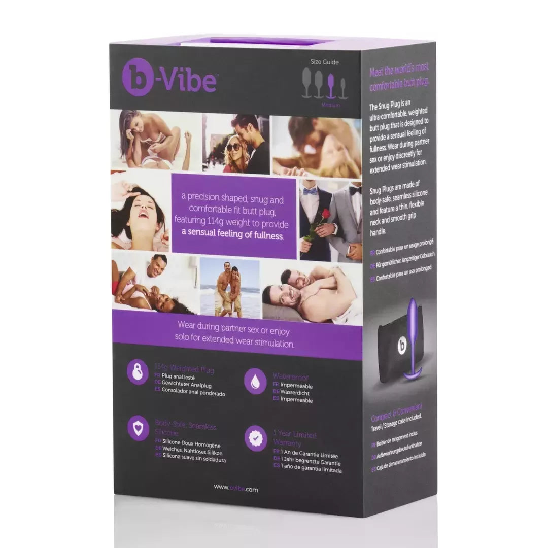 b-Vibe Snug Plug 2 pasunkintas silikoninis modelis 114g violetinis 3x11.4cm