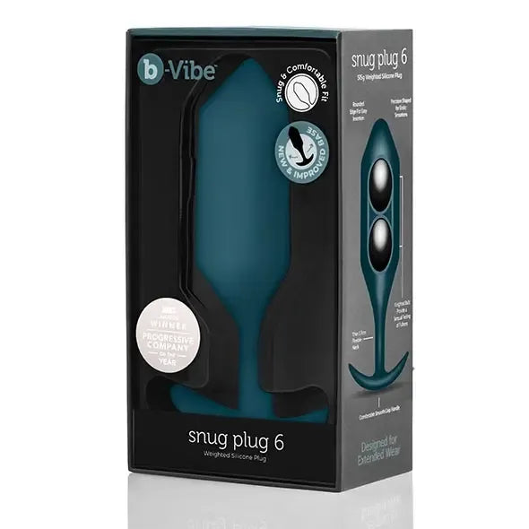 „b-Vibe Snug Plug 6 Marine“ svertinis silikoninis intymus treniruoklis, 515 g, 16 cm