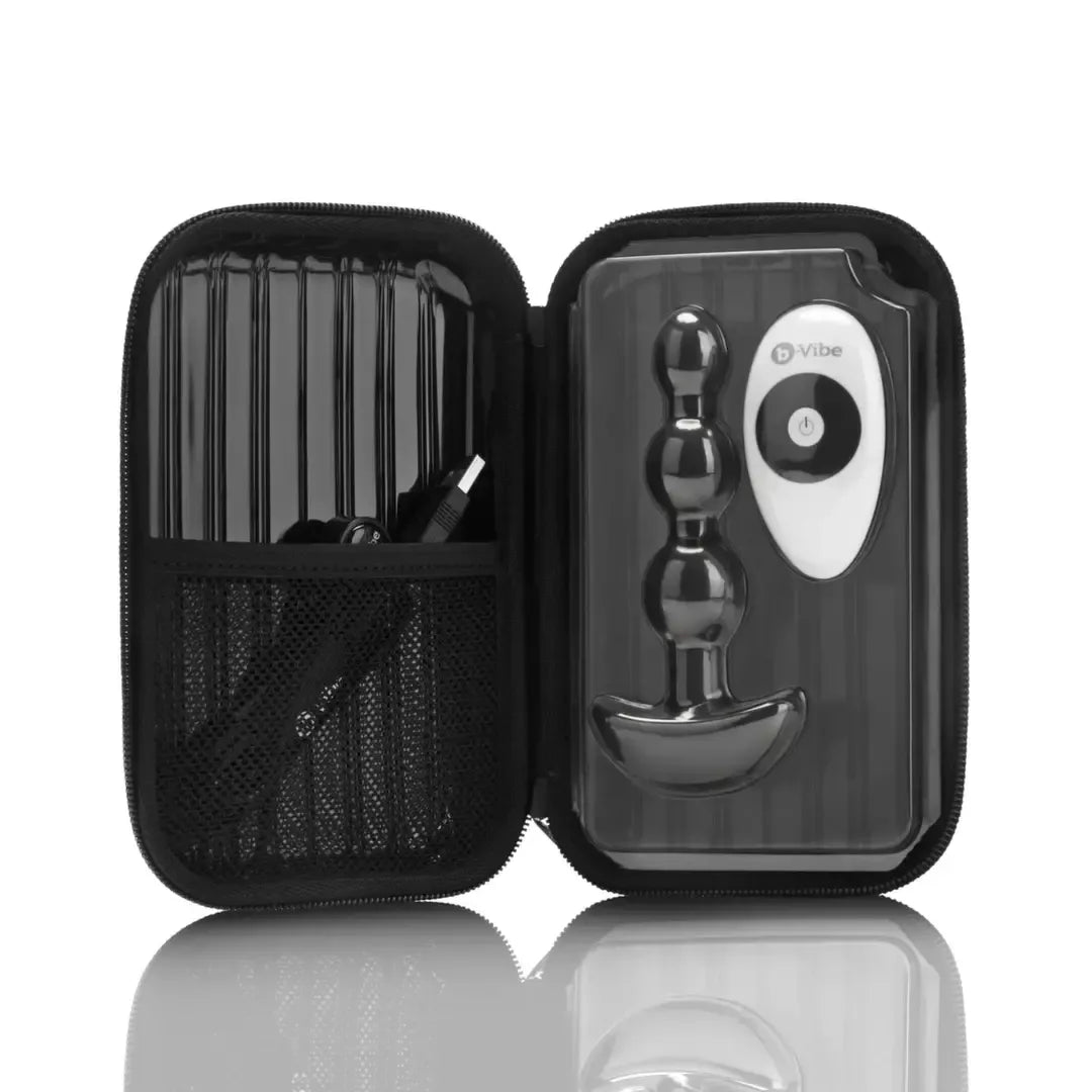 b-Vibe Triplet vibruojanti karoliukų sistema, juoda, įkraunama, 11,7 cm