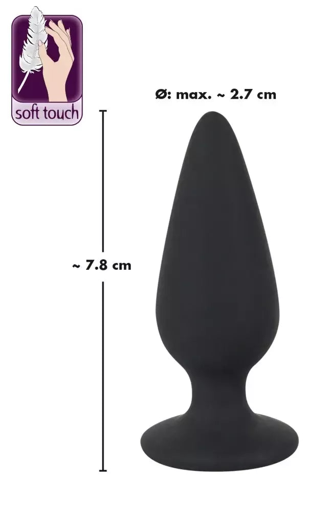 Black Velvets Intimate Plug S 40g silikoninis, kūginės formos, juodas