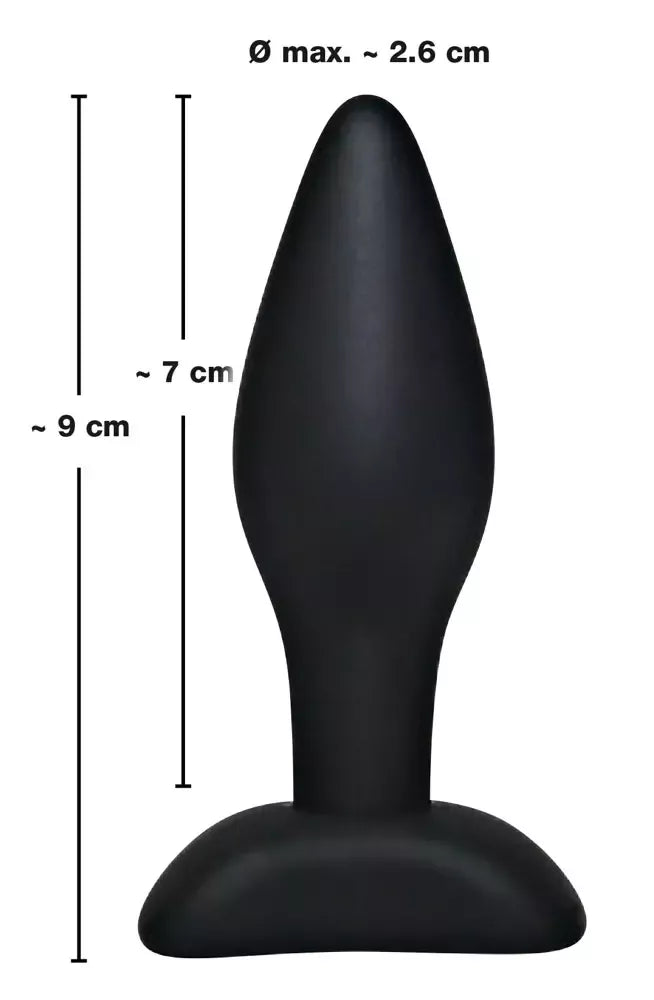 Black Velvets Small Plug silikoninis 9 cm kompaktiškas anatominis modelis, juodas