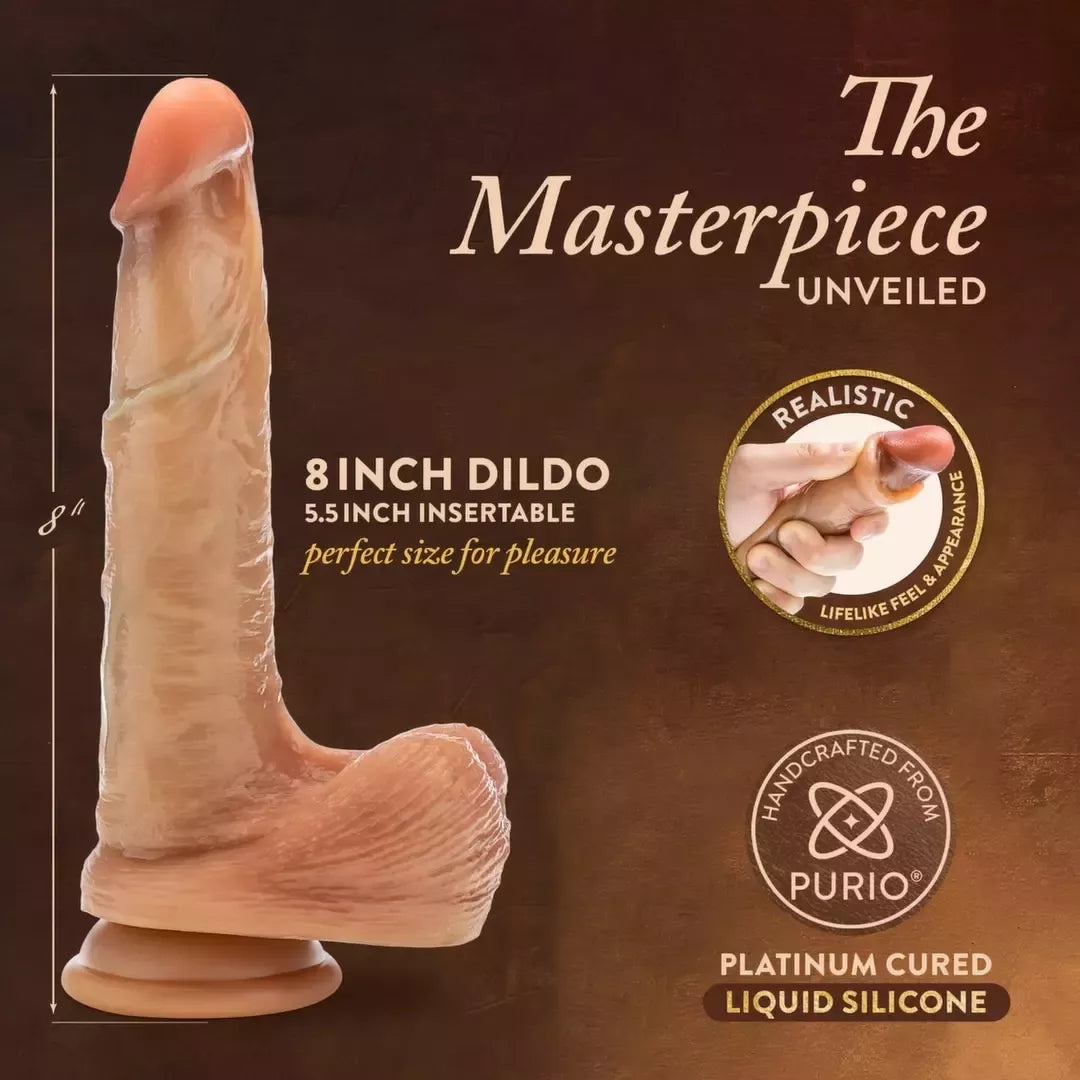 Blush DaVinci intymus silikoninis modelis su slankiojančia apyvarpe, 20 cm, smėlio spalvos