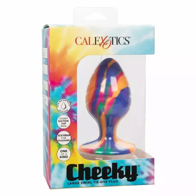 CalExotics Cheeky Large Swirl Plug silikoninis, „tie-dye“ rašto, 9 cm