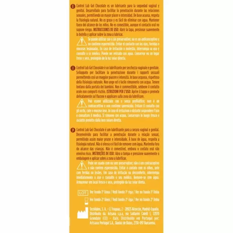 Control Lube Gel Chocolate 75 ml – vandens pagrindo lubrikantas, be parabenų