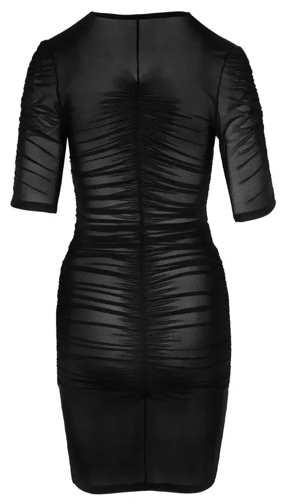 Cottelli Collection Mini suknelė XL, juoda, pusiau permatoma su raukiniais