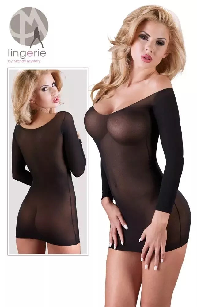 Cottelli Collection permatoma nailoninė mini suknelė su aukso spalvos detalėmis, S-L