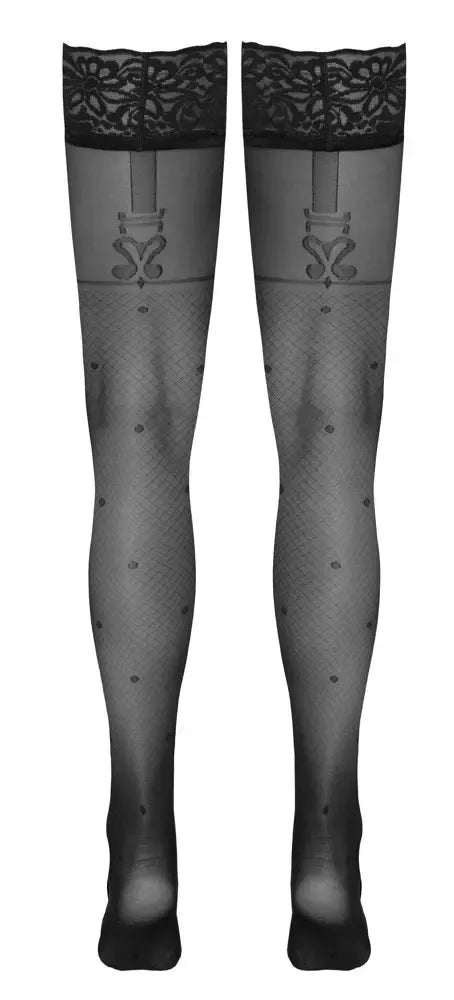 Cottelli Legware Flirt 3 juodos tinklinės kojinės su nėrinių krašteliu 40 DEN