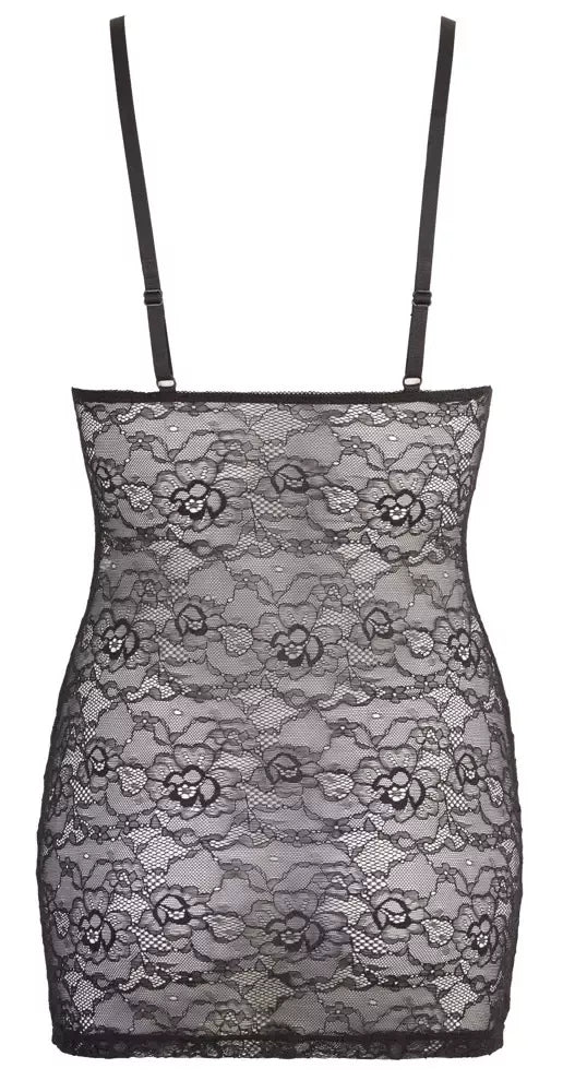 Cottelli LINGERIE nėriniuota suknelė XL su drėgno efekto detalėmis ir reguliuojamomis petnešėlėmis