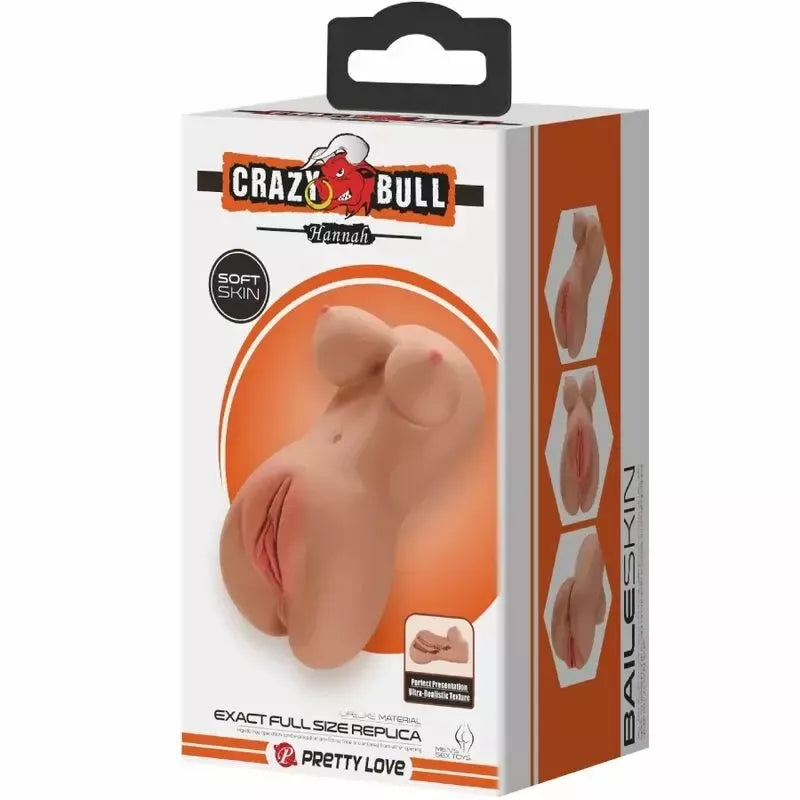 CRAZY BULL Hannah dviejų kanalų intymumo prietaisas, Mulatto, TPR, 18 cm