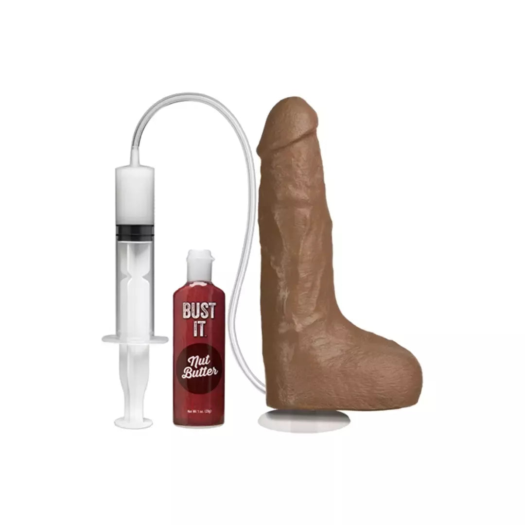 Doc Johnson Bust It 8.5” besitaškantis modelis su siurbtuku, baltas, 30 ml