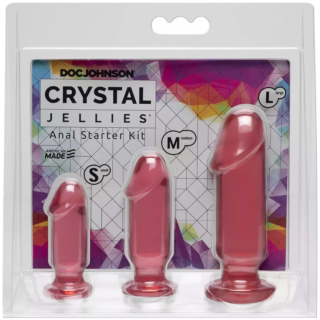 Doc Johnson Crystal Jellies Set Intimate Training 3 dydžių rinkinys, skaidrus