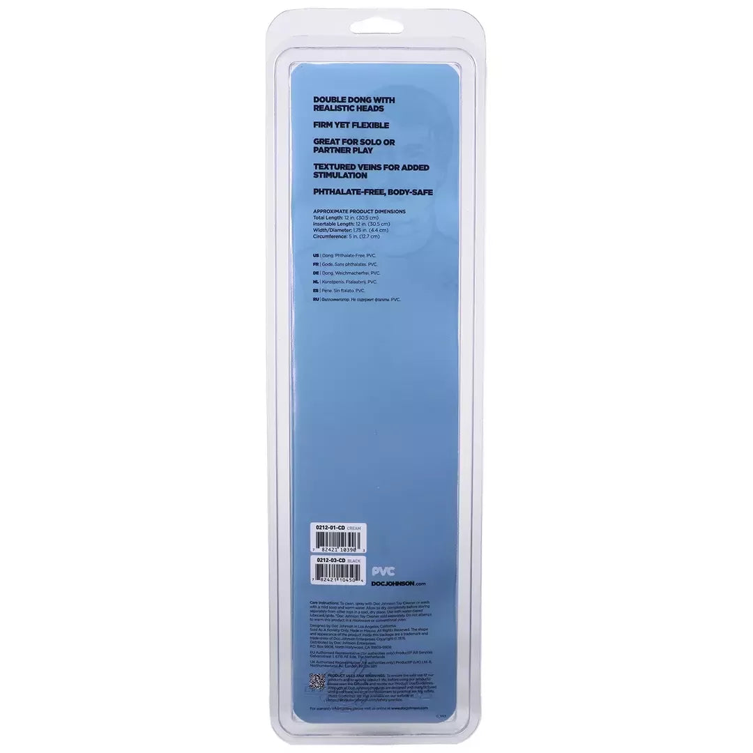 Doc Johnson Jr. Veined Double Header universalus 12'' PVC modelis – juodas