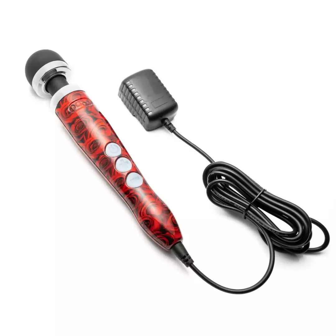 Doxy Number 3 Wand Massager Rose Pattern ES kištukas, 28 cm metalinis korpusas