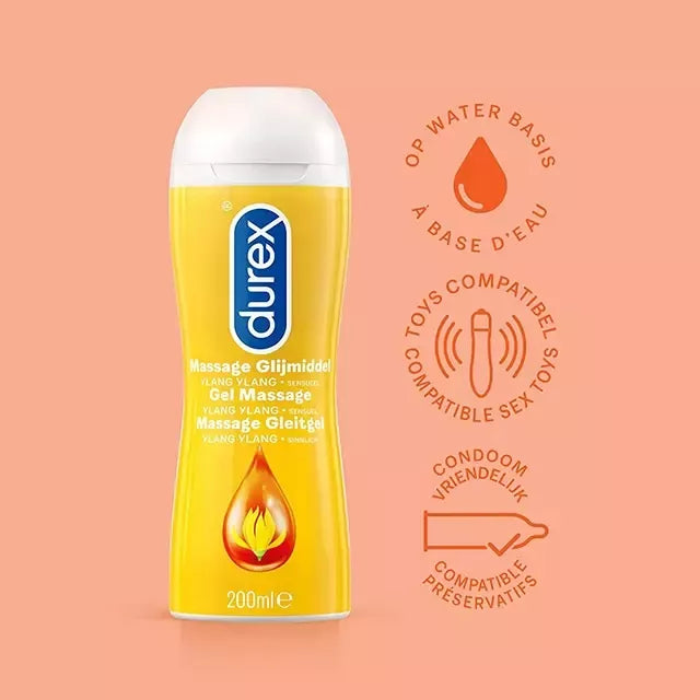 Durex Massage Gel su Ylang Ylang 200 ml – aromatinga drėkinamoji formulė