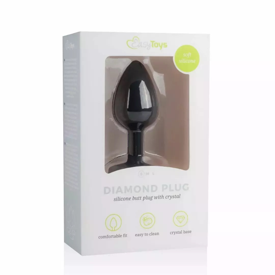 EasyToys Diamond silikoninis kaištis mažas juodas – elegantiškas aksesuaras su brangakmeniu