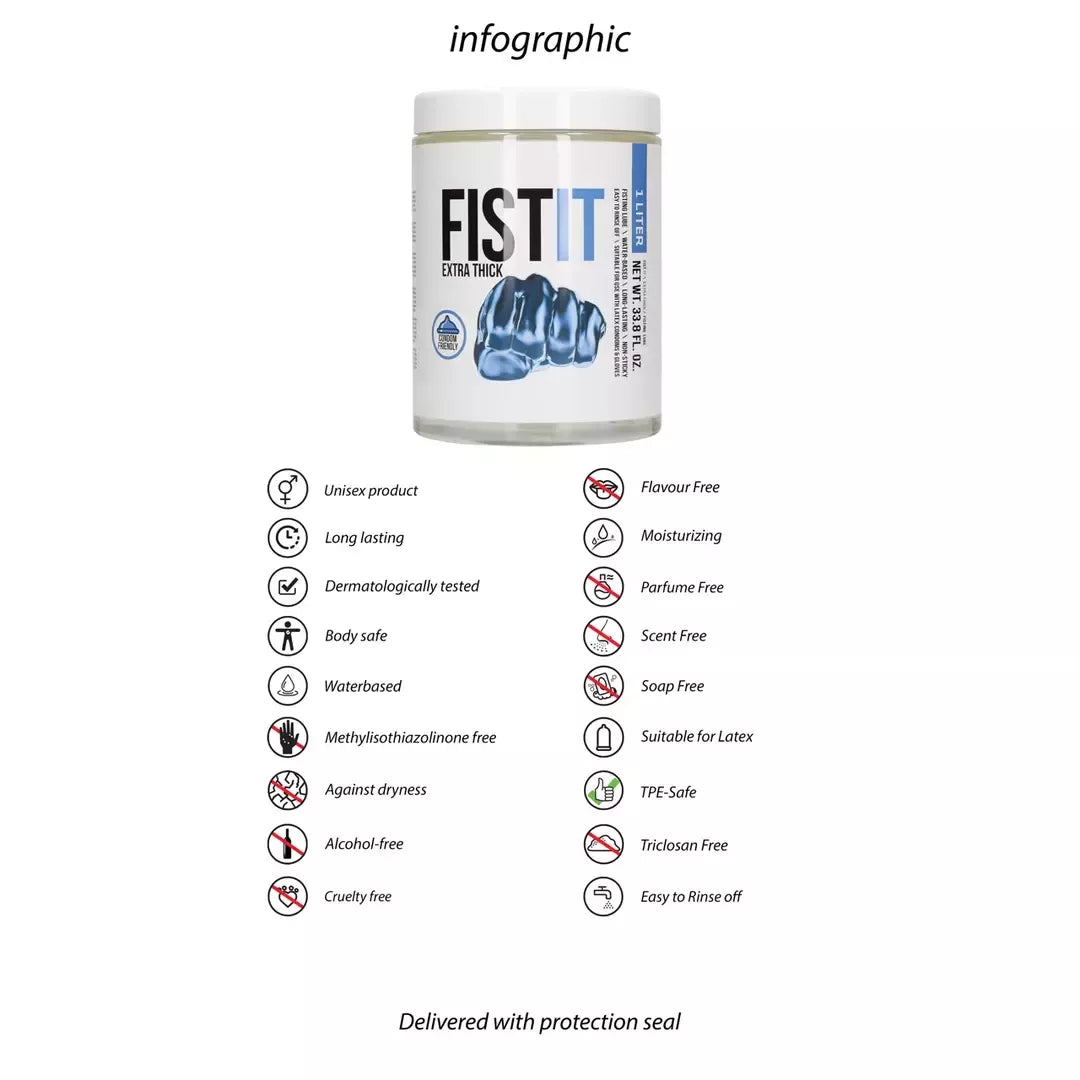 Fist It Extra Thick vandens pagrindo lubrikantas 1000 ml – ilgalaikio poveikio formulė