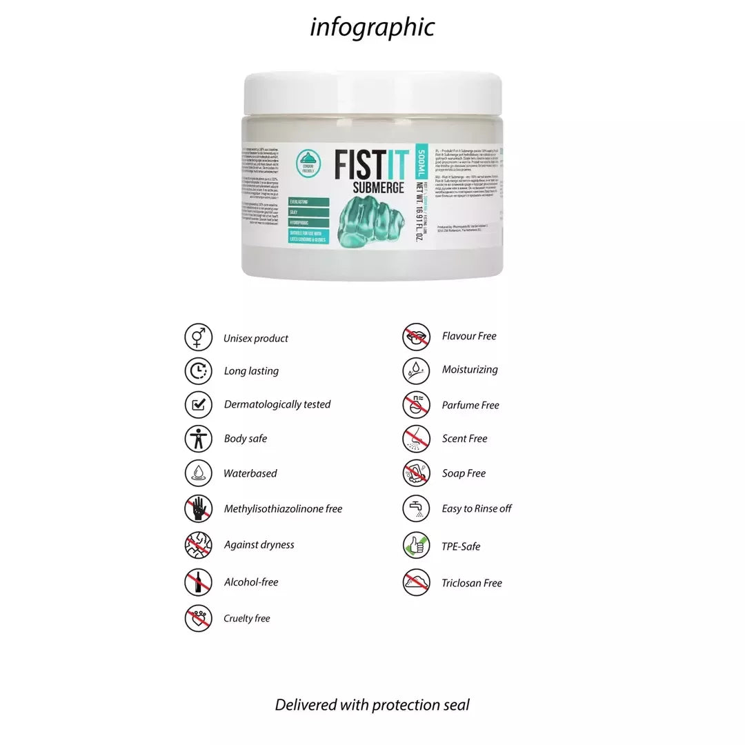 Fist It Submerge lubrikantas 500 ml – ilgalaikio poveikio vazelino pagrindo formulė