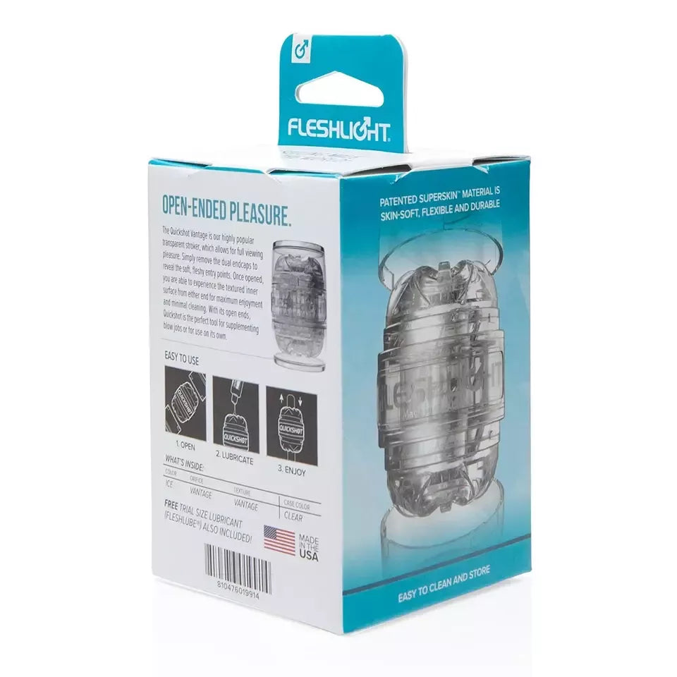 Fleshlight Quickshot Vantage kompaktiškas skaidrus intymus įrenginys