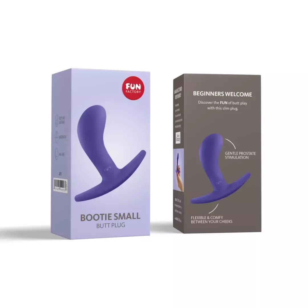 Fun Factory Bootie Violet Small – kompaktiškas silikoninis analinis kamštis 7,5 cm
