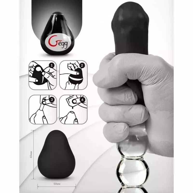 Gvibe G-Egg Black tekstūruota silikoninė kompaktiška intymi mova 6,5 cm
