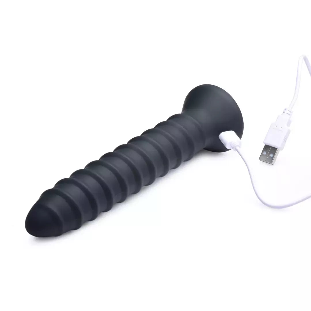 Master Series Power Screw silikoninis spiralinis vibratorius, juodas, 20 cm
