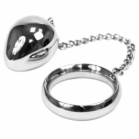 METAL HARD nerūdijančio plieno žiedas 40 mm su 17 cm grandinėle ir 40 mm rutuliuku