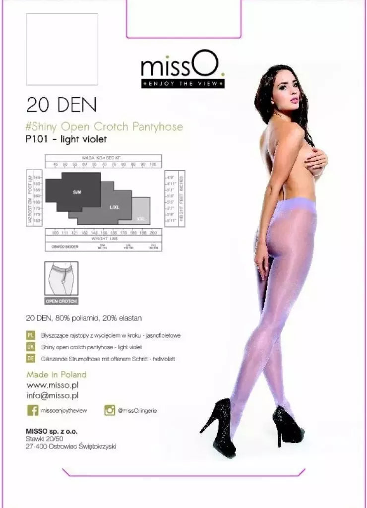 MissO P101 permatomos levandų spalvos pėdkelnės su atviru klynu L/XL