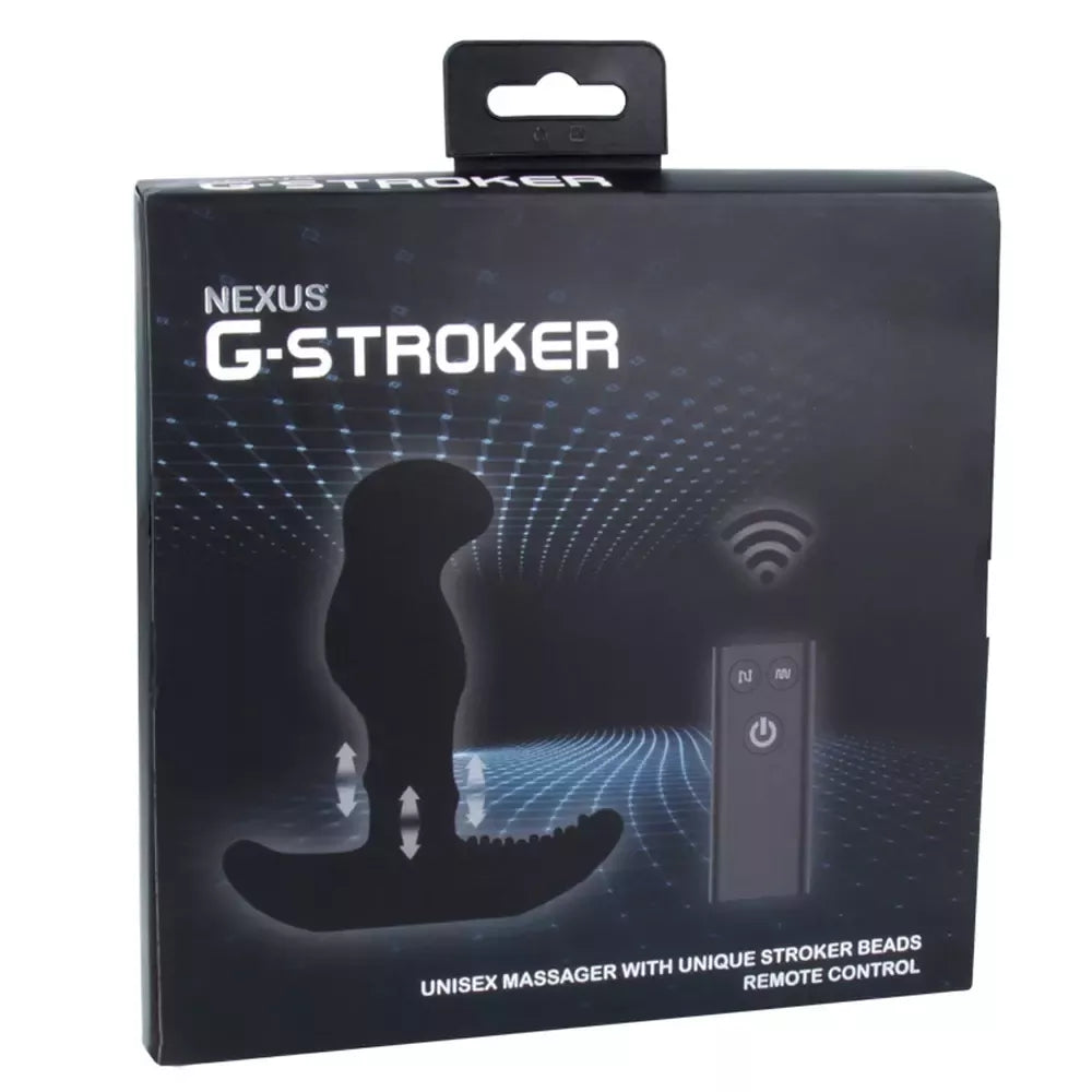 Nexus G-Stroker Black intymus masažuoklis su nuotolinio valdymo pulteliu, silikoninis, 12 cm