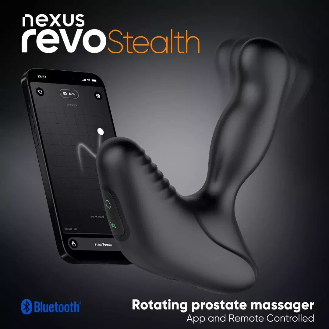 Nexus Revo Stealth App Enabled Black – besisukantis prostatos masažuoklis, 95 mm