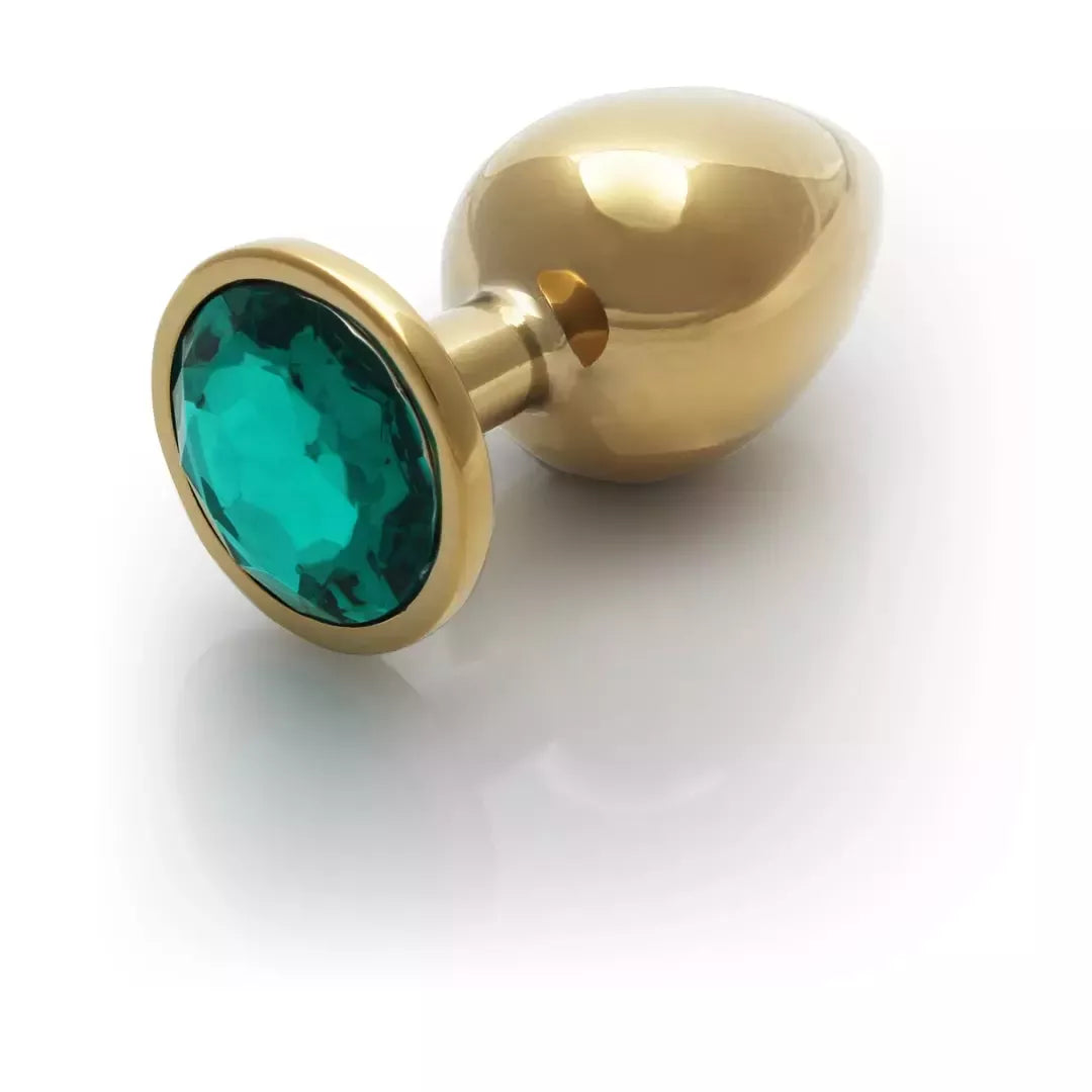 Ouch! Round Gem Metal Plug Large – elegantiškas aliuminis kamštis su dekoratyviniu akmenėliu