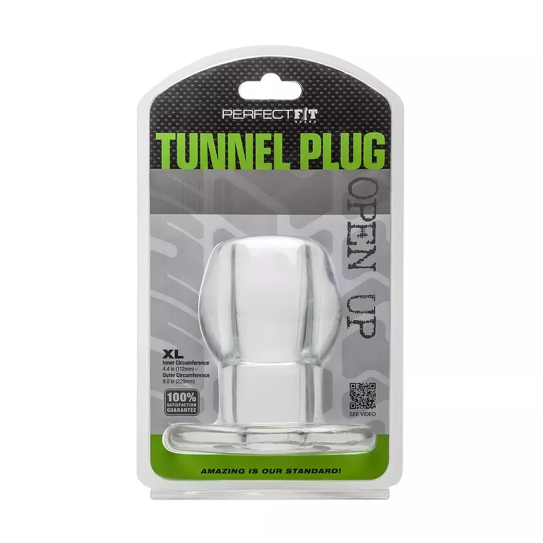 Perfect Fit Tunnel Plug XL Clear – tuščiaviduris anatominis kamštis 4"