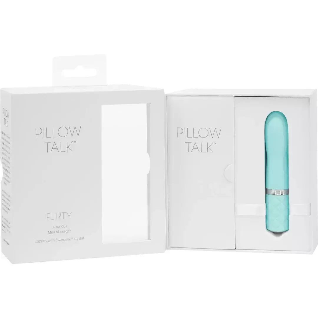 Pillow Talk Flirty Teal mini masažuoklis – kompaktiškas belaidis silikoninis modelis