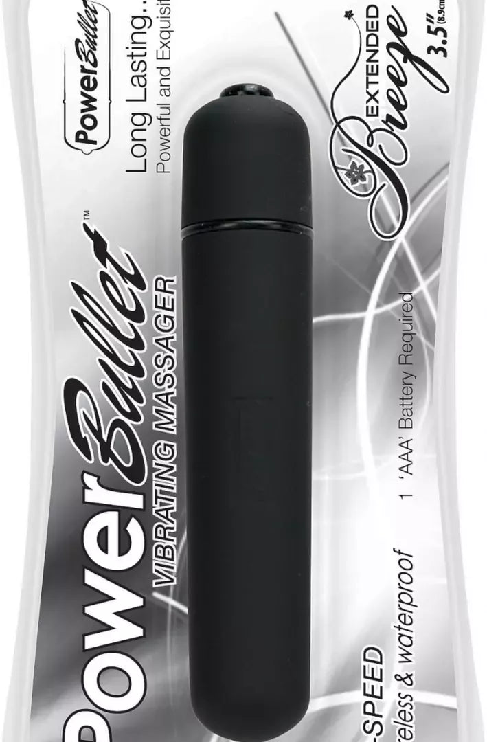 PowerBullet Extended Breeze Black – kompaktiškas vandeniui atsparus vibruojantis masažuoklis