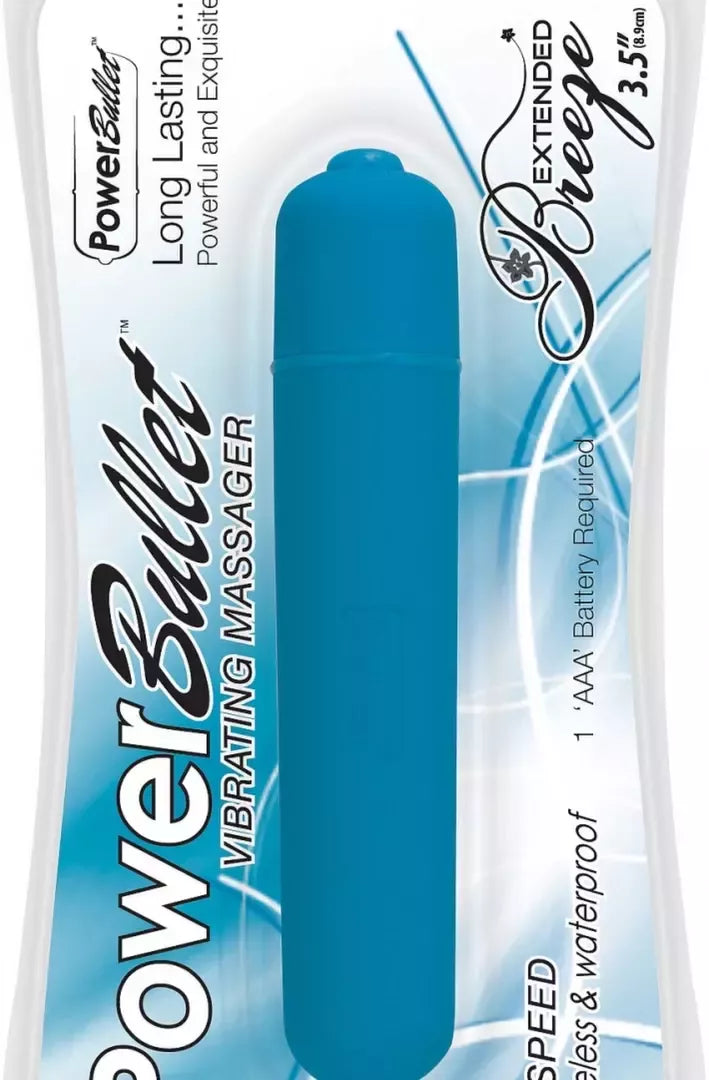 PowerBullet Extended Breeze Teal – belaidis vandeniui atsparus masažuoklis, 8,9 cm