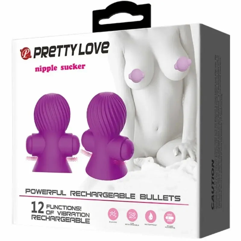 PRETTY LOVE Nipple Stimulators 12M Lilac USB įkraunami silikoniniai spenelių stimuliatoriai