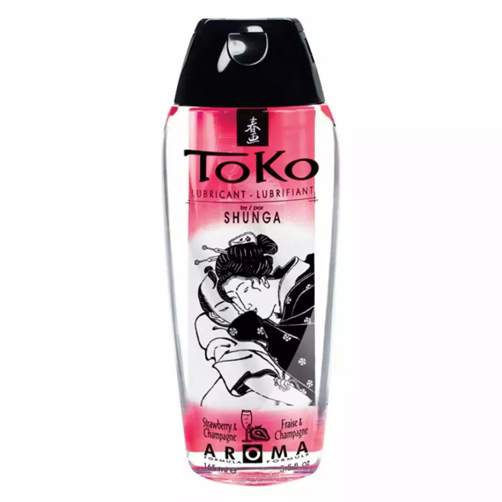 Shunga TOKO Aroma lubrikantas, braškių ir šampano skonio, 165 ml, ilgai išliekantis