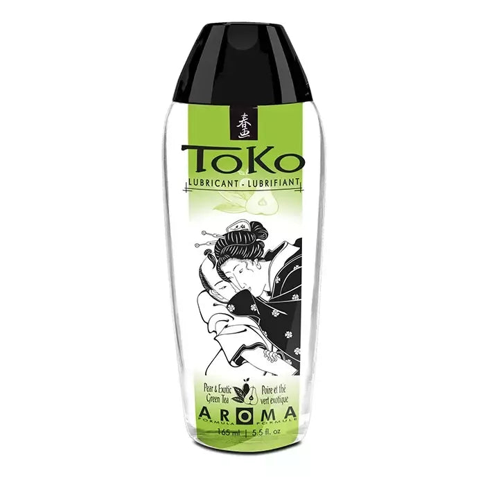 Shunga TOKO lubrikantas kriaušių ir egzotiškos žaliosios arbatos skonio, 165 ml – šilkinė formulė