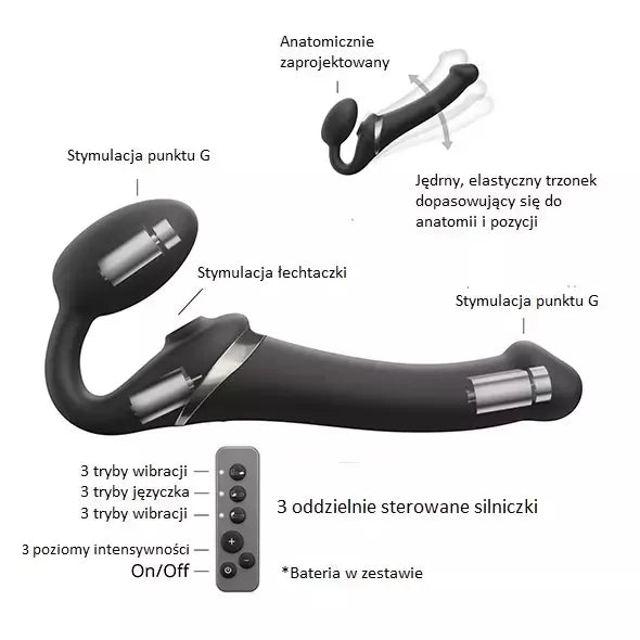 Strap-On-Me Multi Orgasm Intimate System, juodas, S dydis
