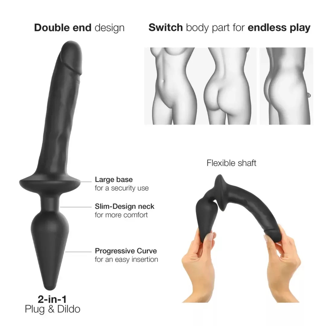 Strap-On-Me Switch Plug-In Black XXL silikoninis intymus prietaisas