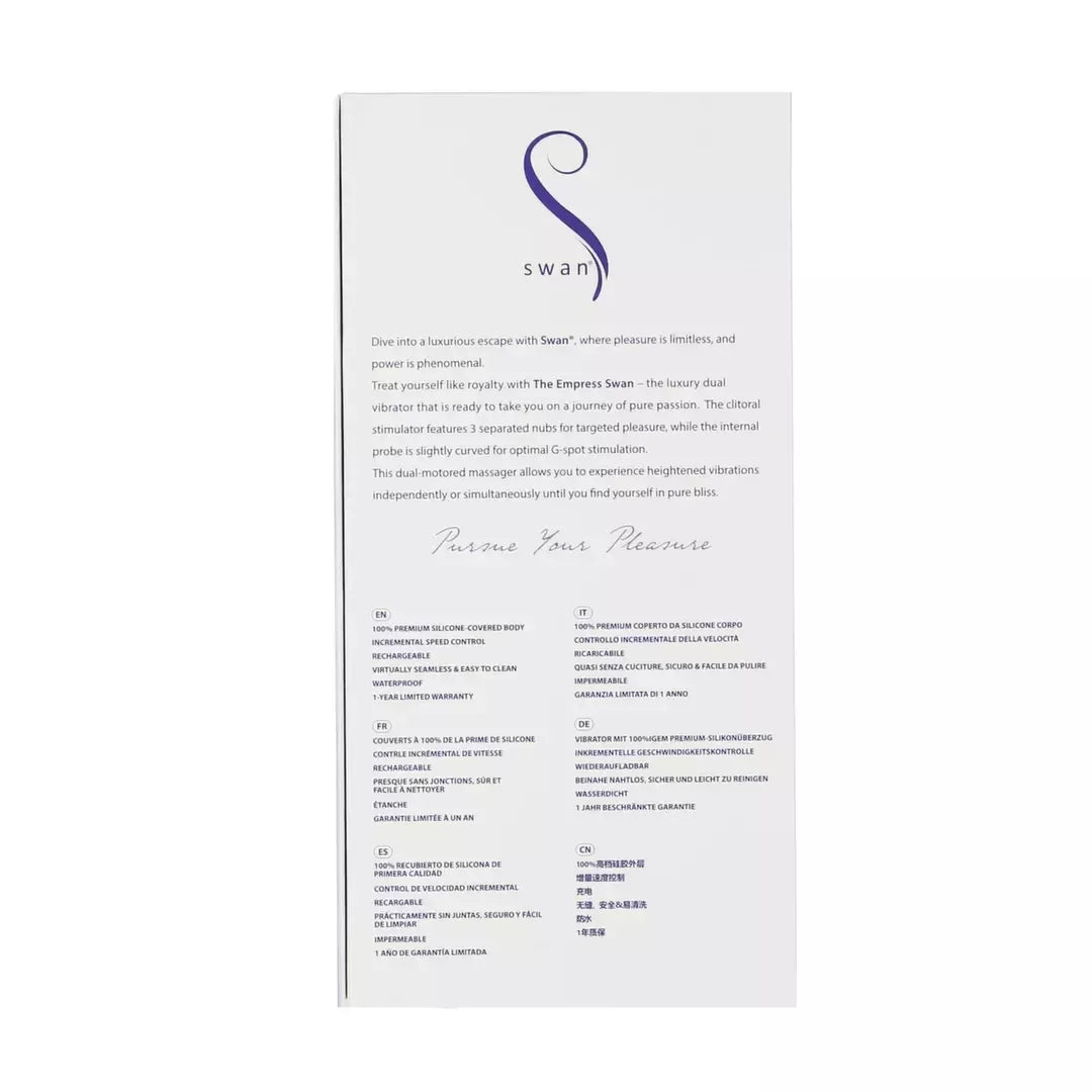 Swan Empress Swan dviejų variklių silikoninis asmeninis masažuoklis, violetinis, 21 cm