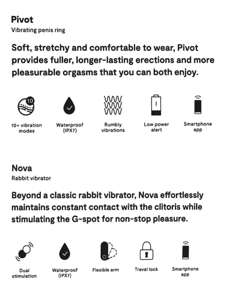 „We-Vibe Date Night Set Nova 2 & Pivot“ – atsparus vandeniui, suderinamas su programėle