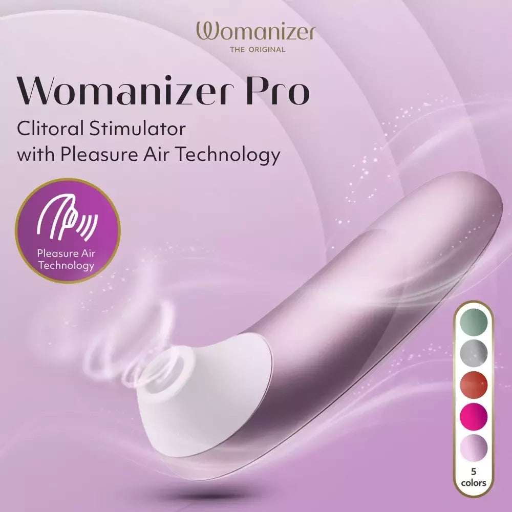 Womanizer Pro Lilac – kompaktiškas oro impulsų stimuliatorius, 11 intensyvumo lygių, atsparus vandeniui
