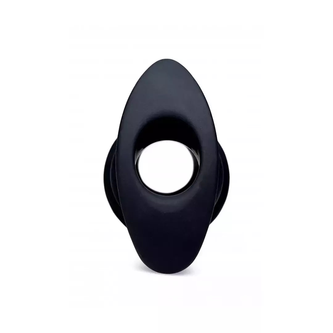 XR Brands HIVE Tunnel Plug vidutinio dydžio silikoninis profiliuotas tuščiaviduris juodas