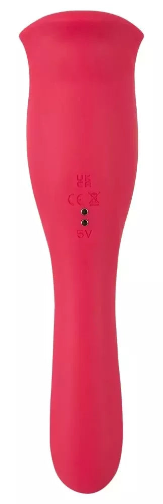 You2Toys Oral Fun Vibrator L dvipusis vibruojantis stimuliatorius su judančiomis lūpomis, rožinis, 22,2 cm