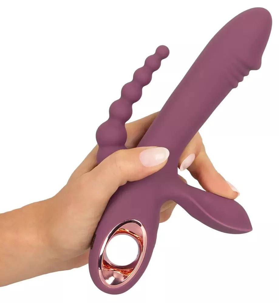 You2Toys Slim Triple Plum 3-in-1 intymi sistema, atspari vandeniui, violetinė